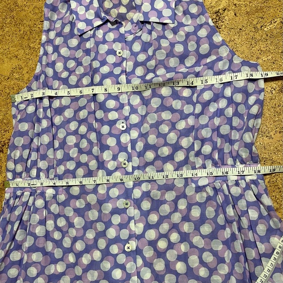 Pell & Co Purple & White Polka Dot Sleeveless Button Down Tunic Top NWT Sz 12 - Picture 13 of 14
